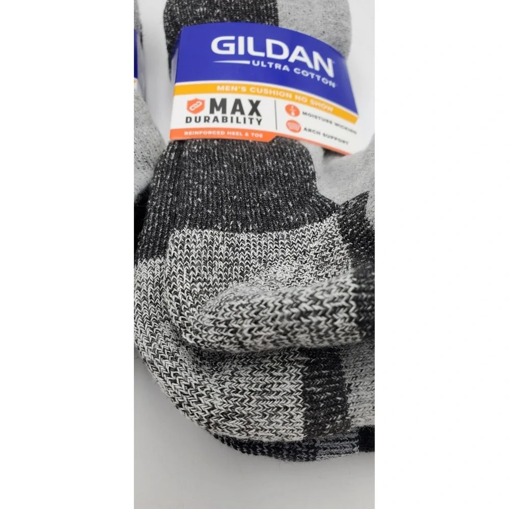 Gildan Ultra Cotton No‑Show Socks 3 Pks 9 Pairs Mens Size 6‑12 Gray  Black Blue